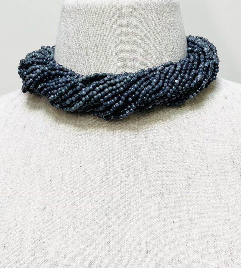 denim colored small bead 34-strand necklace (N-219) - Image 2