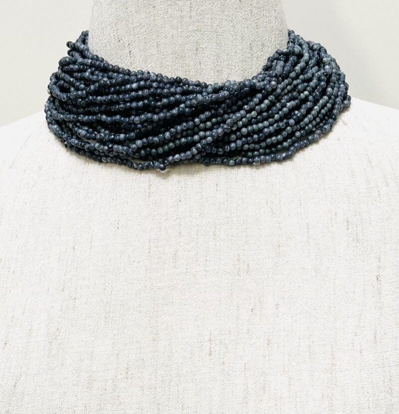 denim colored small bead 34-strand necklace (N-219) - Image 4