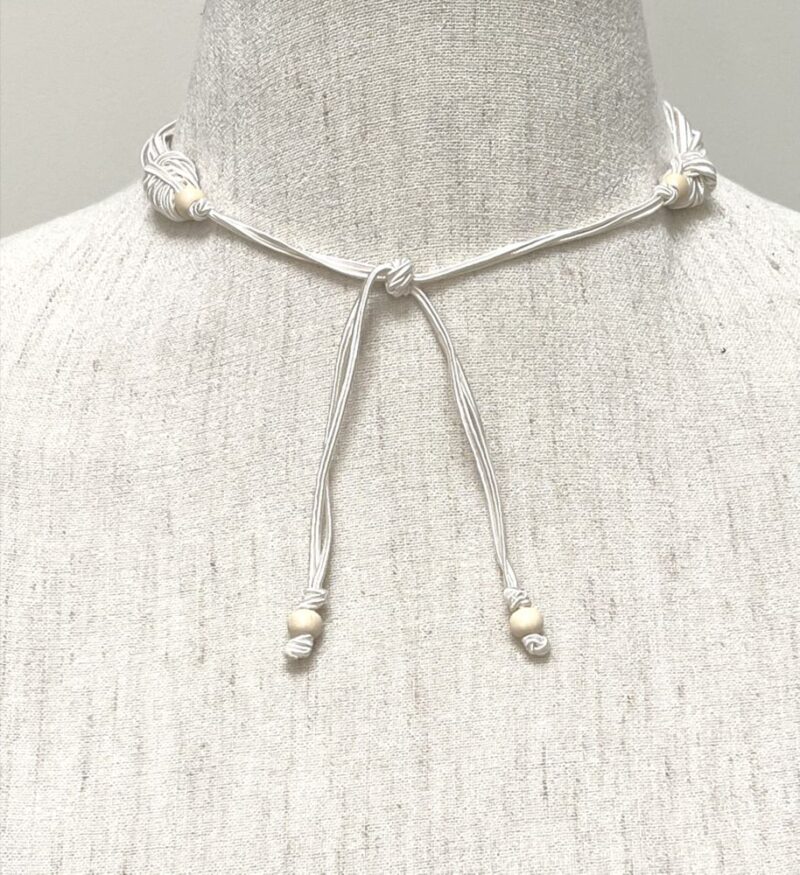 Cream cord choker with bone pieces (N-284) - Image 3