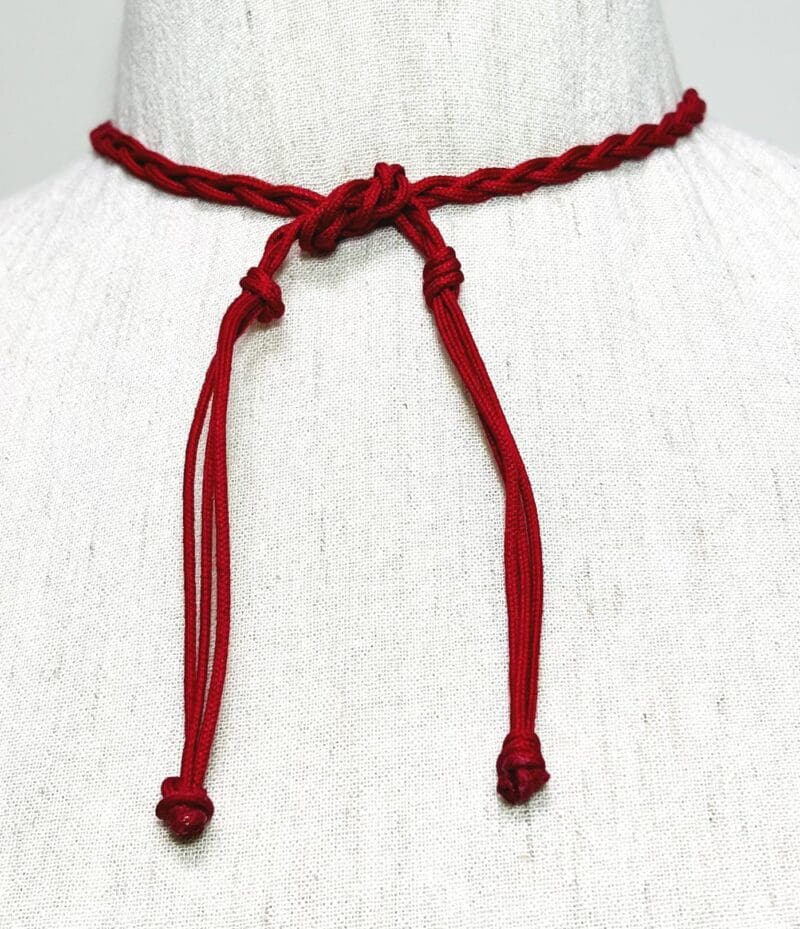 Red coral chunks drop dangle necklace on red cord (N-403) - Image 3