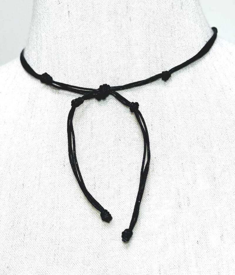 Gold wood beads drop dangle necklace on black string (N-404) - Image 3