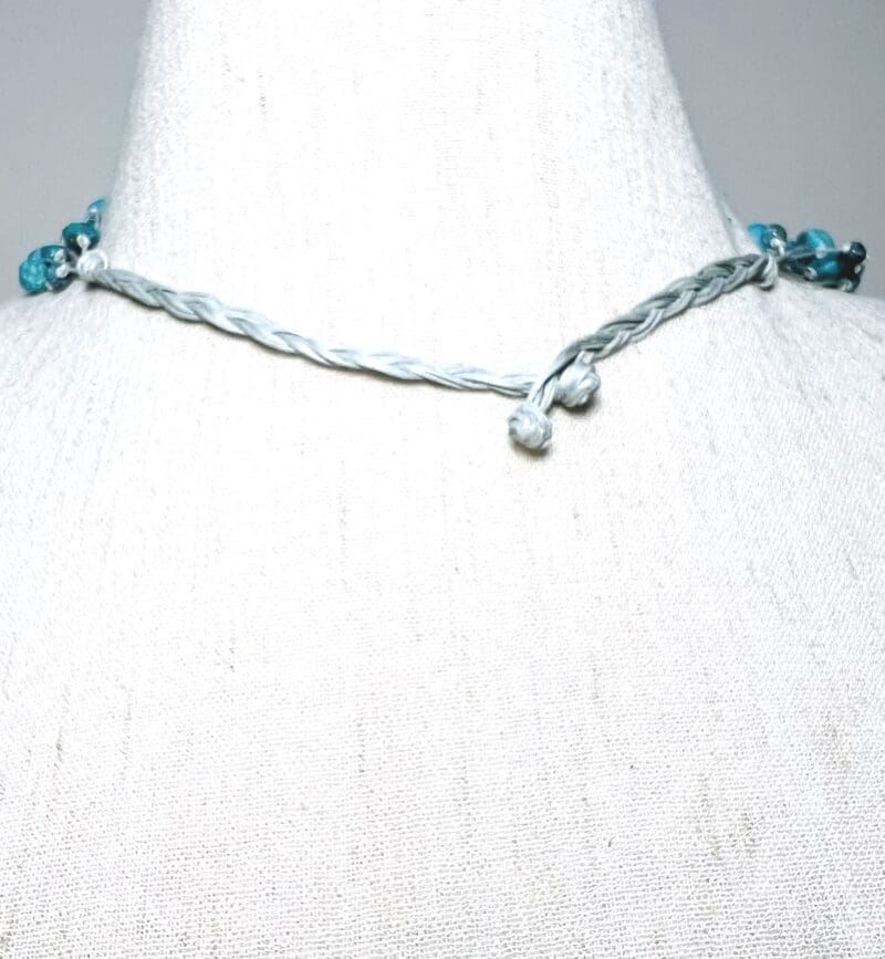 Turquoise chips 10-strand necklace on light grey string (N-411) - Image 3