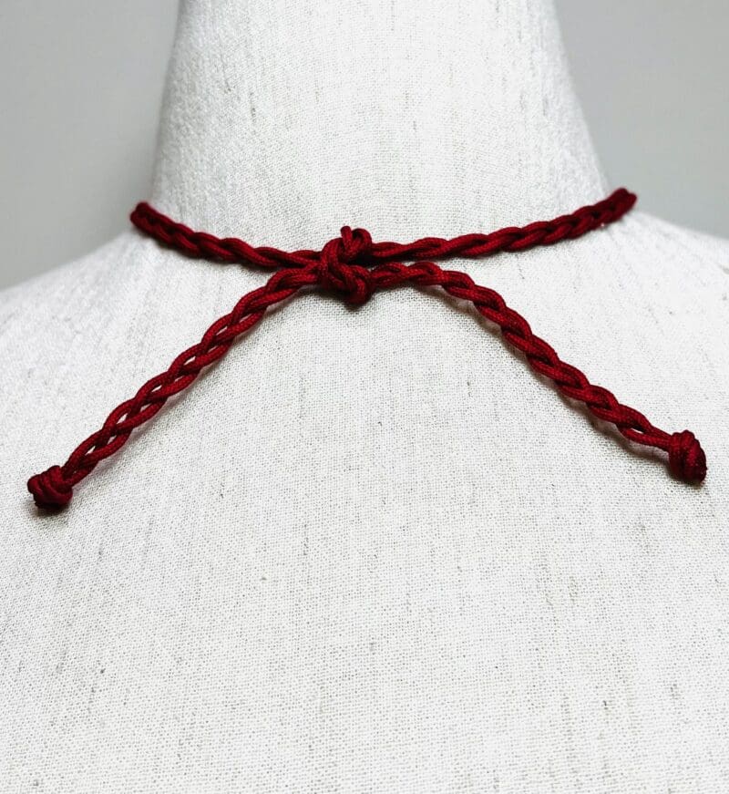 Red coral chunks drop dangle necklace on red cord (N-419) - Image 3