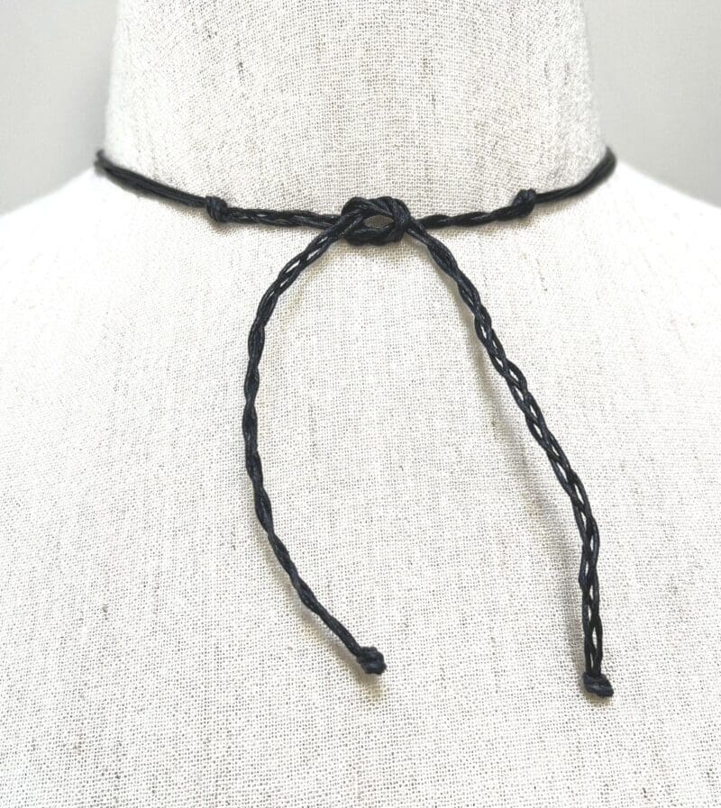 Bronze cowrie shell and brass beads fancy drop necklace on black string (N-426) - Image 3