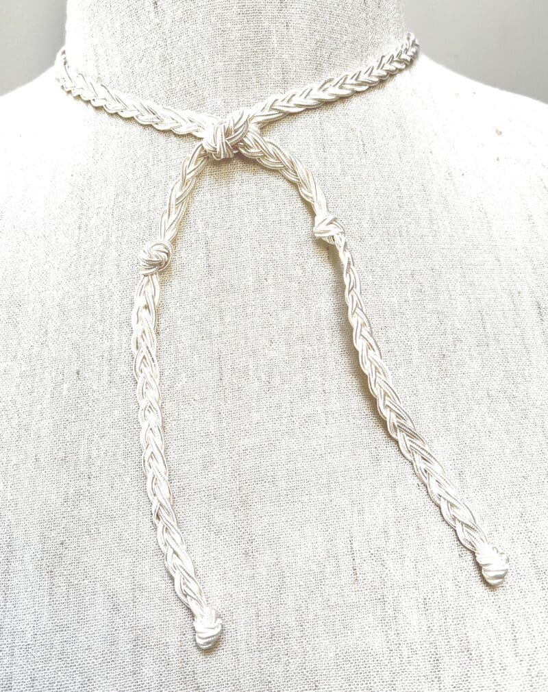 Clear crystal drops, acryclic beads and pearls fancy dangle necklace on cream cord (N-430) - Image 3