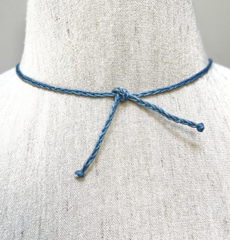 Moonstone beads 10-strand necklace on light blue string (N-431) - Image 3