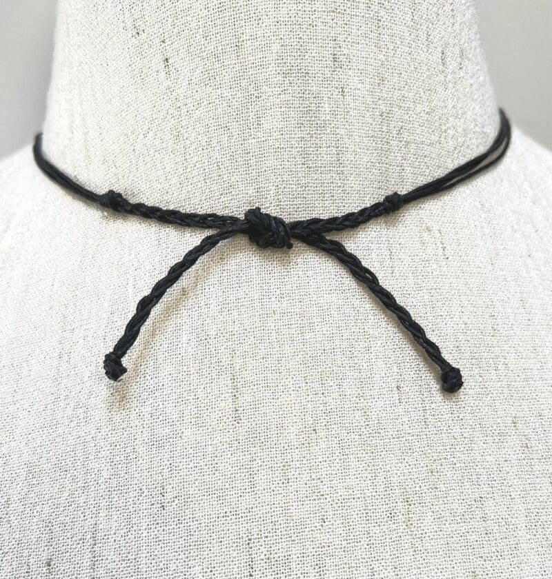 Grey druzy teardrop and black beads on black string (N-437) - Image 3