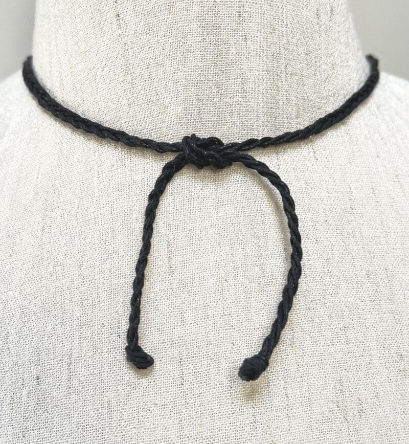 Black chip 4-strand necklace on clear and black string (N-438) - Image 3