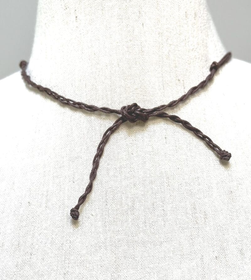 Brown Tagua nut and wood beads drop necklace on brown string (N-440) - Image 3
