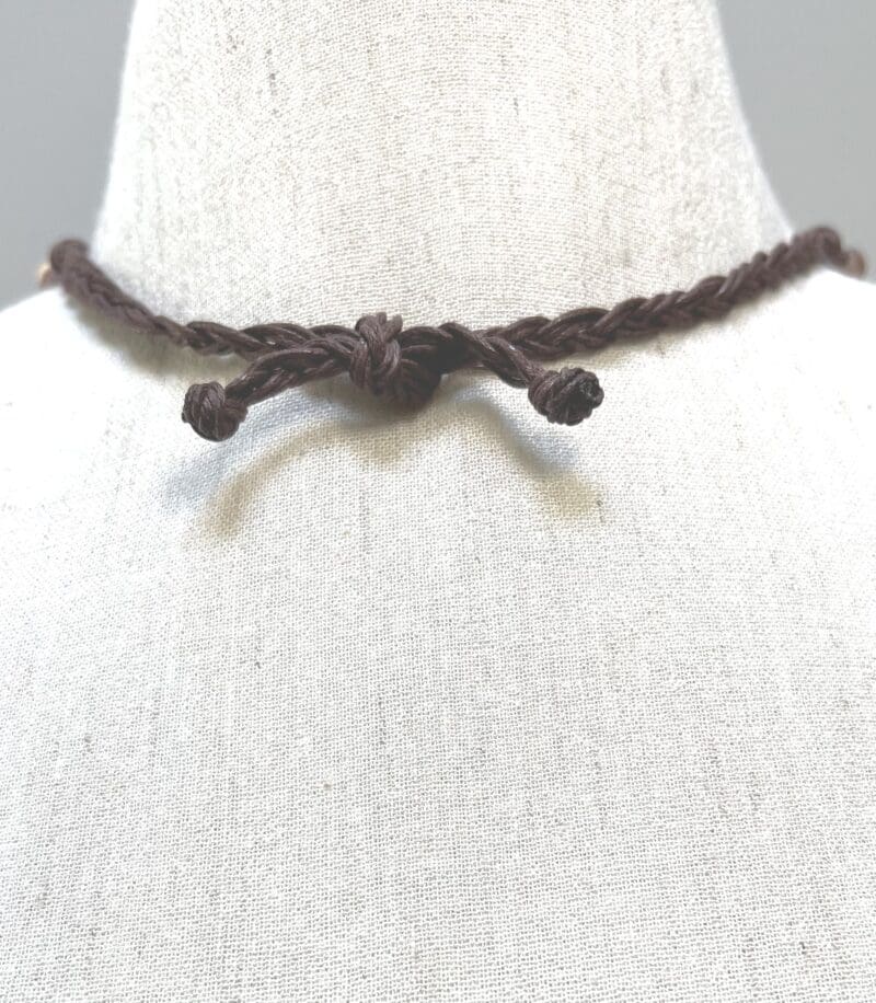 A variety of cream and fancy brown beads 7-strand necklace on brown string (N-446) - Image 3