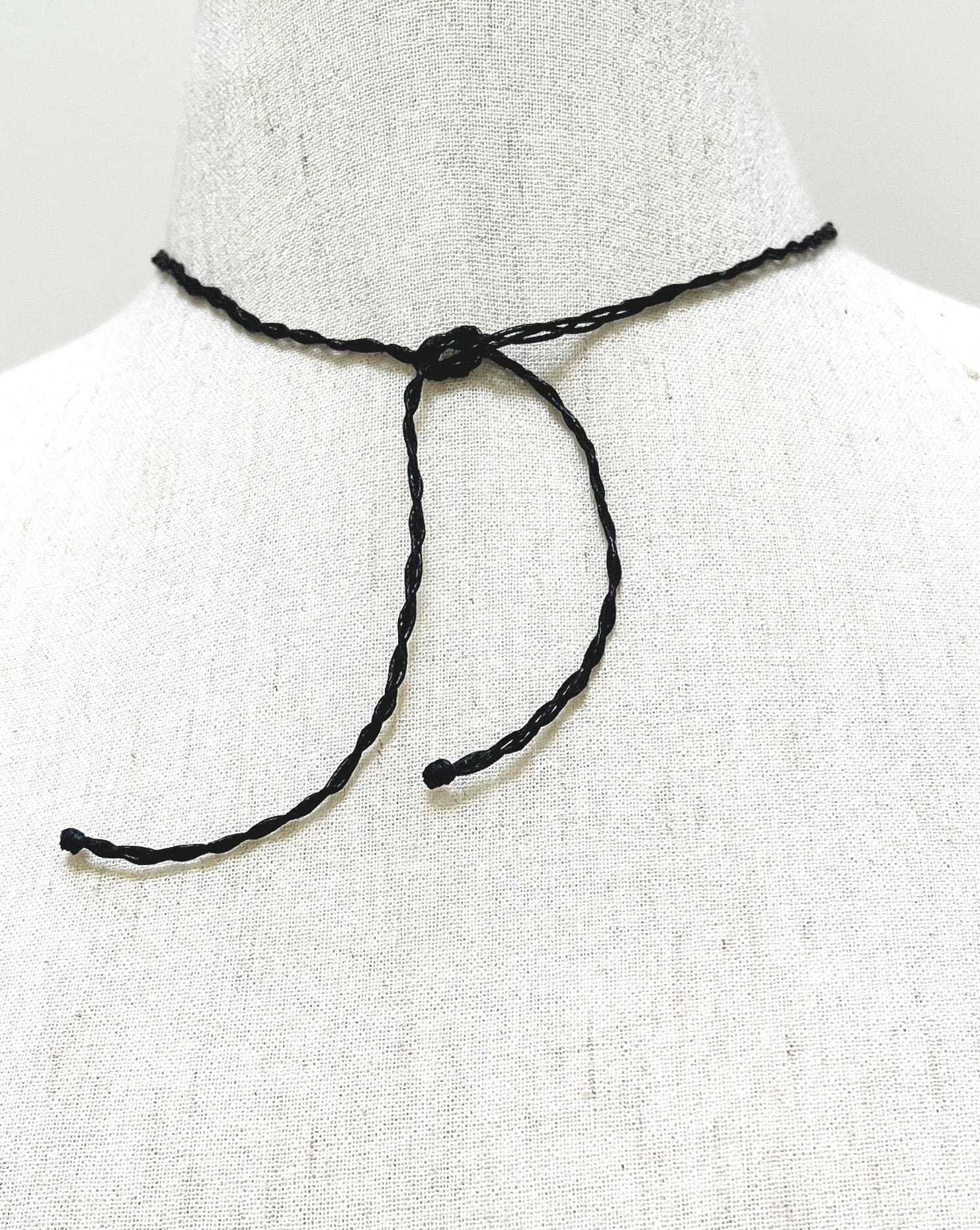 Shell piece, black and white African beads and black tassel drop necklace (N-460) - Image 2